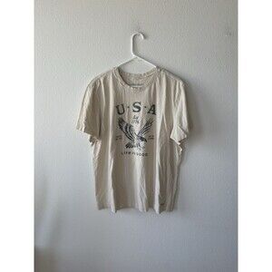 Life Is Good Cream USA Eagle T-Shirt Crusher-Lite Men’s Size Large
